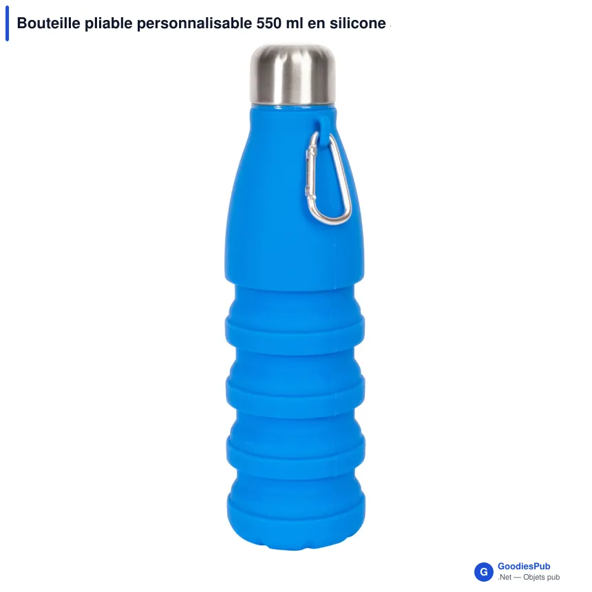 Bouteille pliable personnalisable 550 ml en silicone avec logo - Sagaform Stig - Image 3