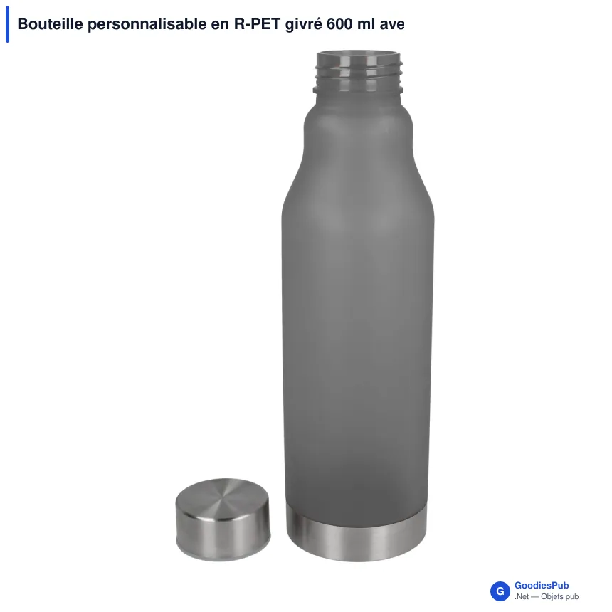 Bouteille personnalisable en R-PET givré 600 ml avec logo - Finition givrée - Image 2