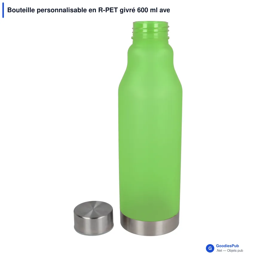 Bouteille personnalisable en R-PET givré 600 ml avec logo - Finition givrée - Image 4