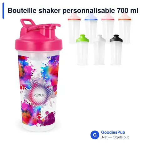 Bouteille shaker personnalisable 700 ml en PP avec logo - Fitness