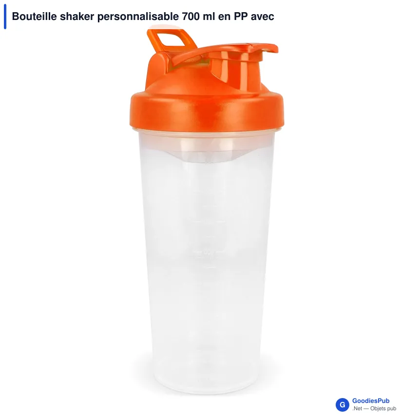 Bouteille shaker personnalisable 700 ml en PP avec logo - Fitness - Image 3
