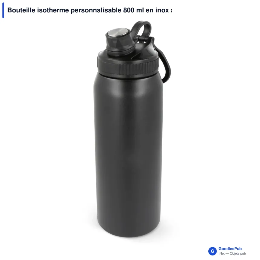 Bouteille isotherme personnalisable 800 ml en inox avec logo - Clark - Image 2