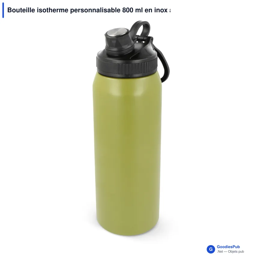 Bouteille isotherme personnalisable 800 ml en inox avec logo - Clark - Image 3