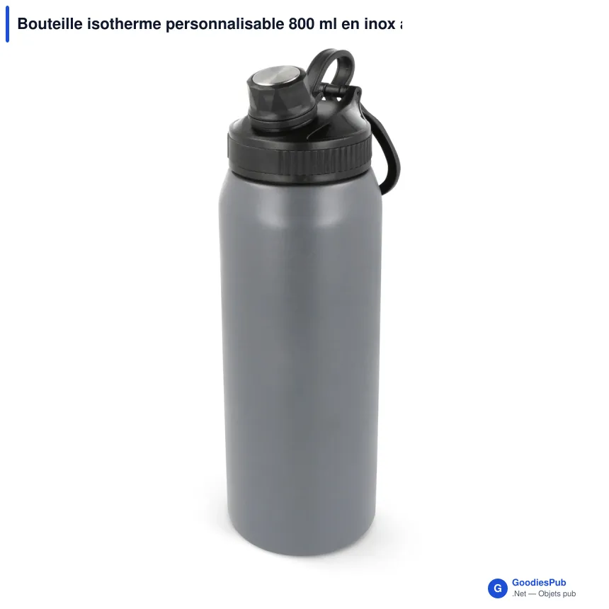 Bouteille isotherme personnalisable 800 ml en inox avec logo - Clark - Image 4