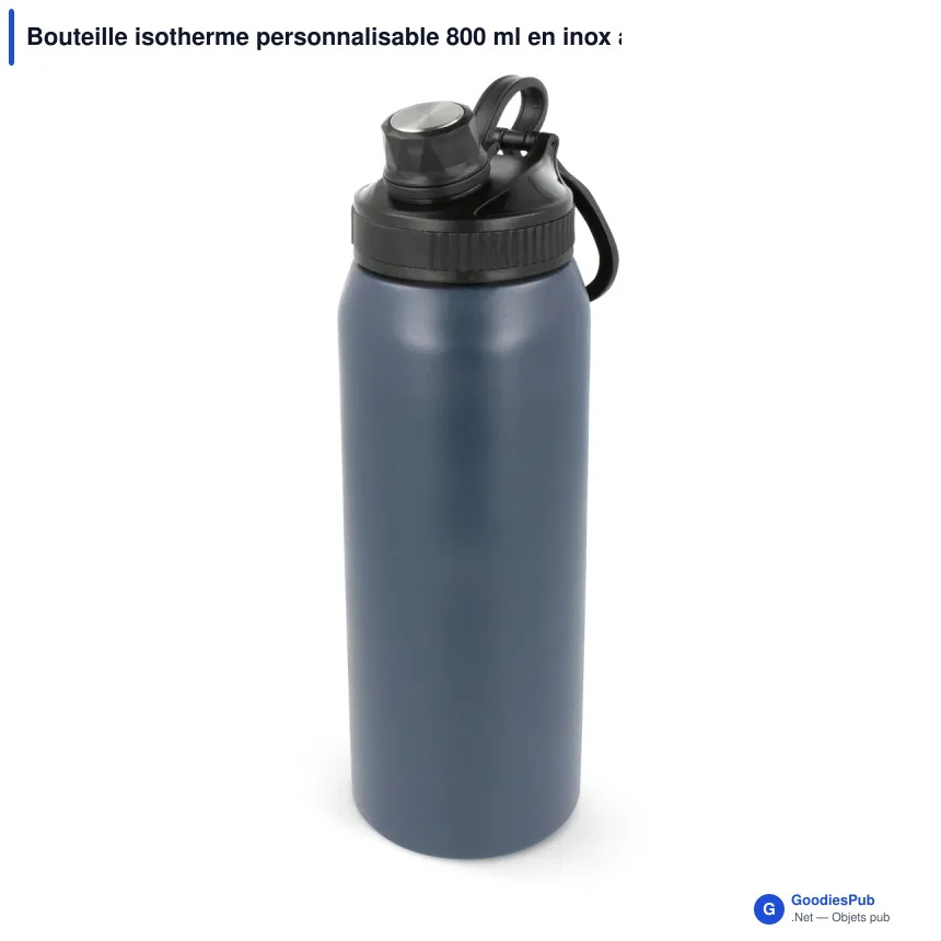 Bouteille isotherme personnalisable 800 ml en inox avec logo - Clark - Image 5