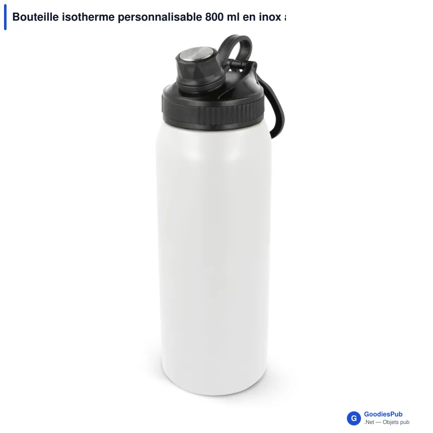Bouteille isotherme personnalisable 800 ml en inox avec logo - Clark - Image 6