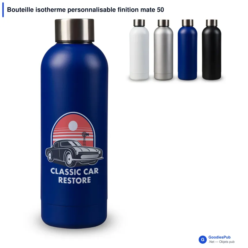 Bouteille isotherme personnalisable finition mate 500 ml avec logo - Thermo - Image 1