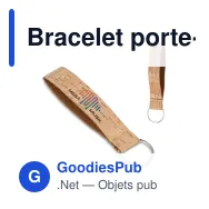 Bracelet porte-clés personnalisable en liège naturel avec logo - Cork Band - Miniature 1
