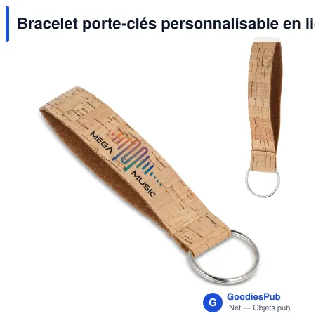 Bracelet porte-clés personnalisable en liège naturel avec logo - Cork Band