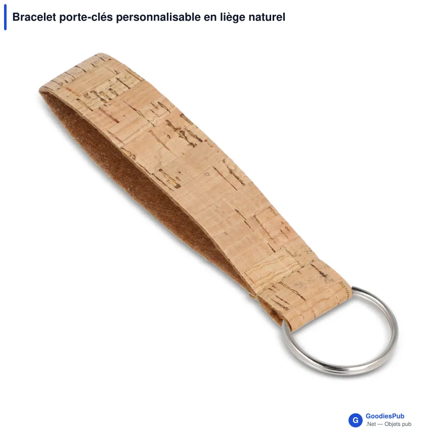 Bracelet porte-clés personnalisable en liège naturel avec logo - Cork Band - Image 2