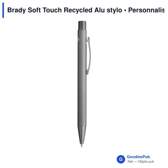 Stylo bille personnalisable en aluminium recyclé avec logo - Brady Soft Touch - Image 2