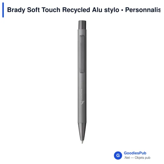 Stylo bille personnalisable en aluminium recyclé avec logo - Brady Soft Touch - Image 6