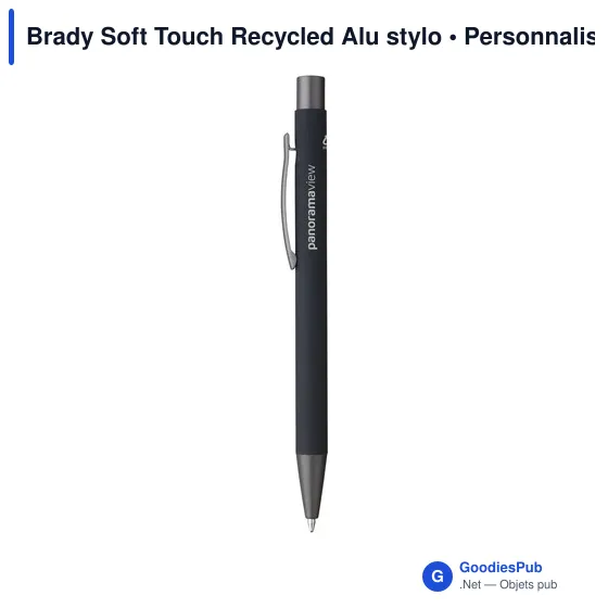 Stylo bille personnalisable en aluminium recyclé avec logo - Brady Soft Touch - Image 7