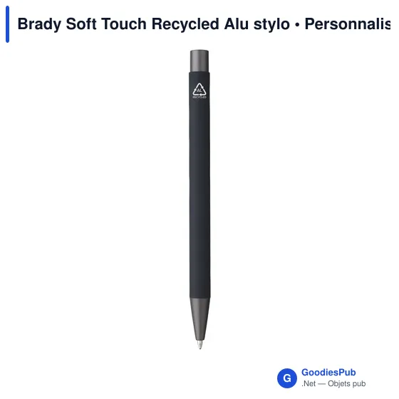 Stylo bille personnalisable en aluminium recyclé avec logo - Brady Soft Touch - Image 9