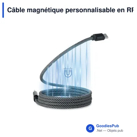 Câble magnétique personnalisable en RPET avec logo - BRAID