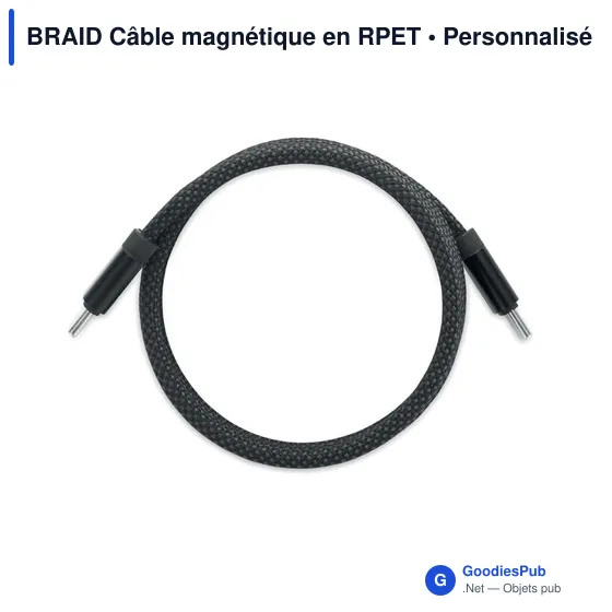 Câble magnétique personnalisable en RPET avec logo - BRAID - Image 11