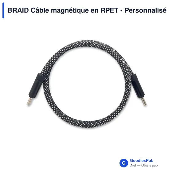 Câble magnétique personnalisable en RPET avec logo - BRAID - Image 3