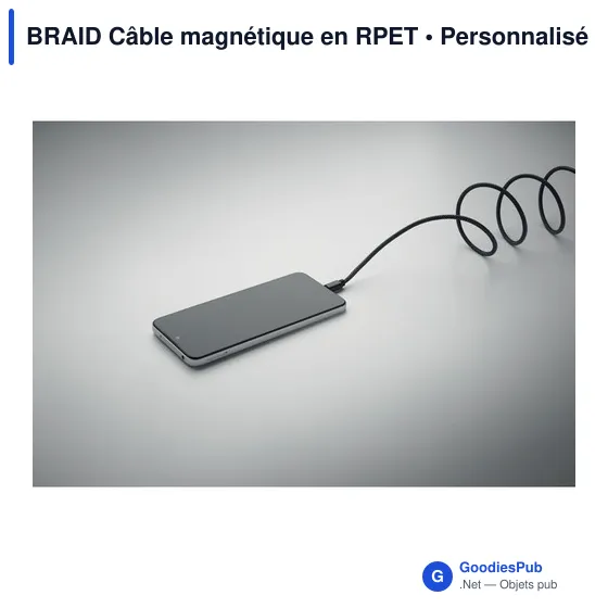 Câble magnétique personnalisable en RPET avec logo - BRAID - Image 5
