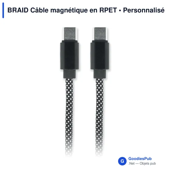 Câble magnétique personnalisable en RPET avec logo - BRAID - Image 6