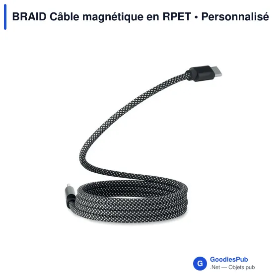 Câble magnétique personnalisable en RPET avec logo - BRAID - Image 7