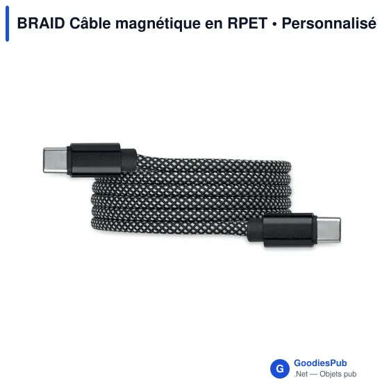 Câble magnétique personnalisable en RPET avec logo - BRAID - Image 8