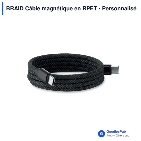 Câble magnétique personnalisable en RPET avec logo - BRAID - Image 10