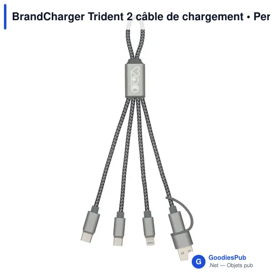 Câble de chargement personnalisable BrandCharger Trident 2 avec logo - Image 3