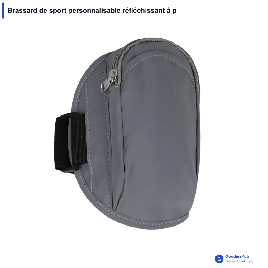 Brassard de sport personnalisable réfléchissant à pochette avec logo - Gris - Image 2
