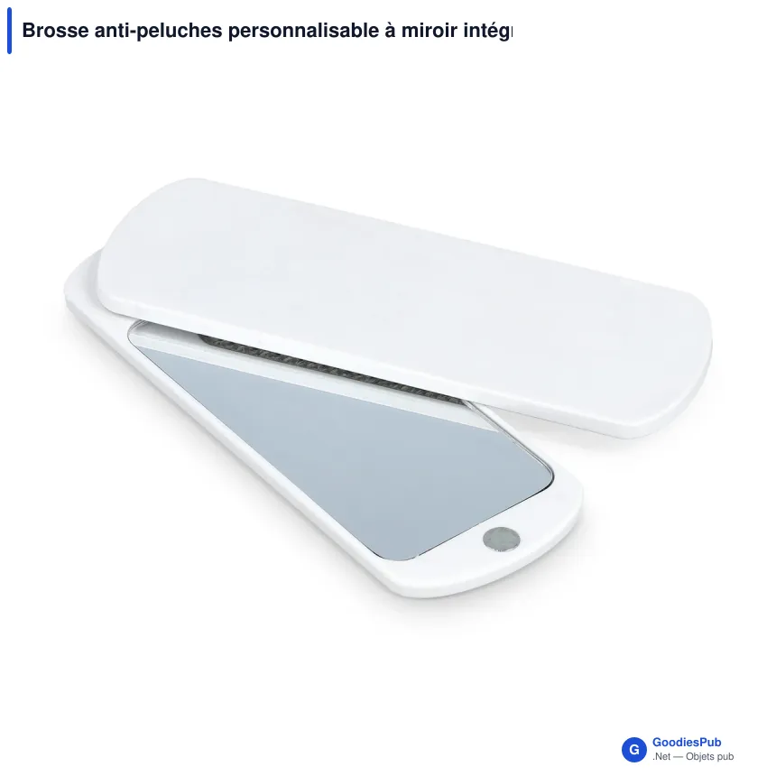 Brosse anti-peluches personnalisable à miroir intégré avec logo - Kaiya - Image 2