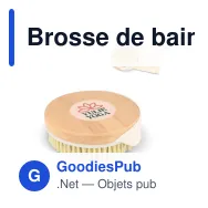 Brosse de bain personnalisable en bois de Schima superba avec logo - Nature - Miniature 1