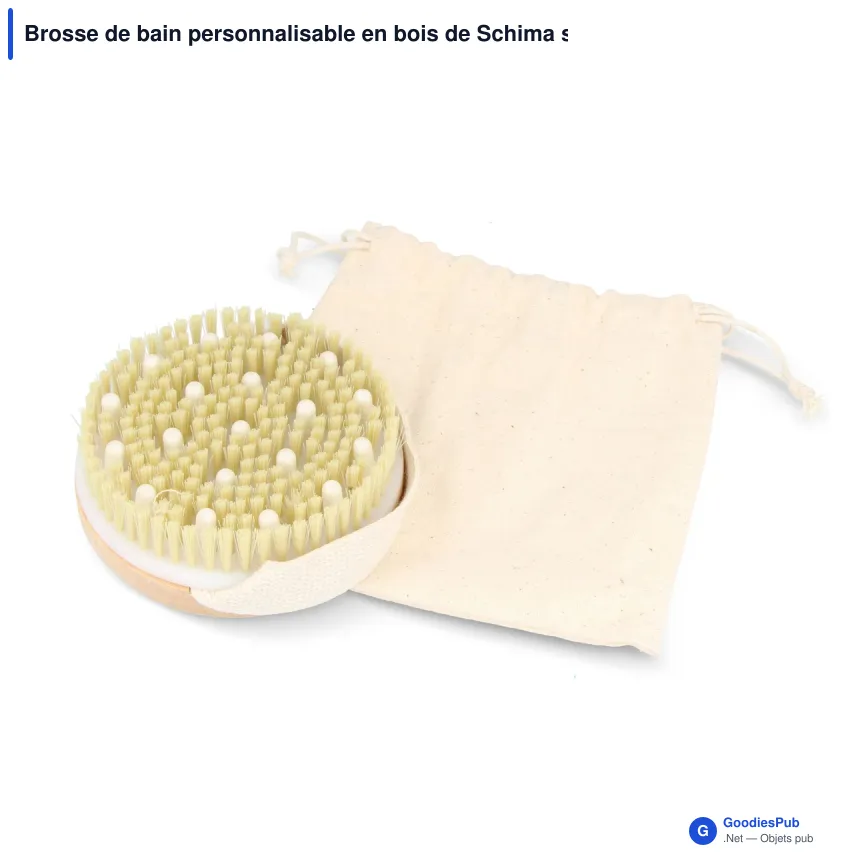 Brosse de bain personnalisable en bois de Schima superba avec logo - Nature - Image 2