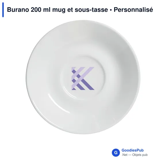 Mug à café personnalisable Burano 200 ml avec sous-tasseavec logo - Image 1