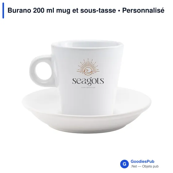 Mug à café personnalisable Burano 200 ml avec sous-tasseavec logo - Image 3