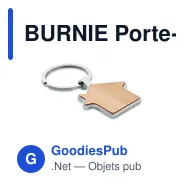 BURNIE Porte-clés maison métal bambou - Miniature 1