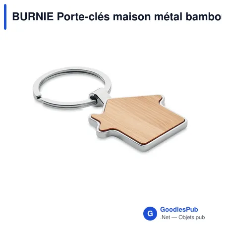 BURNIE Porte-clés maison métal bambou