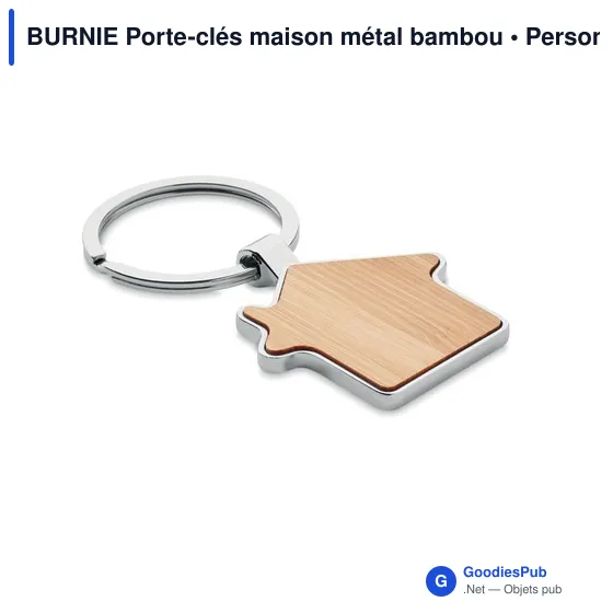 BURNIE Porte-clés maison métal bambou - Image 1