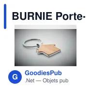 BURNIE Porte-clés maison métal bambou - Miniature 5