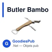 Tire-bouchon personnalisable Butler Bamboo avec logo - Miniature 1