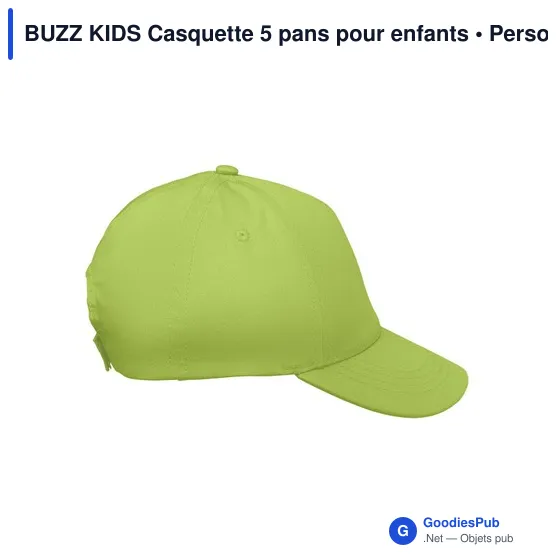 Casquette 5 pans personnalisable pour enfants avec logo - BUZZ KIDS - Image 3