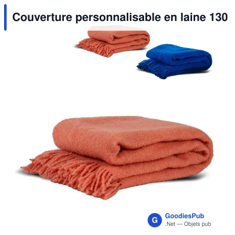 Couverture personnalisable en laine 130 x 170 cm avec logo - Byon Franca