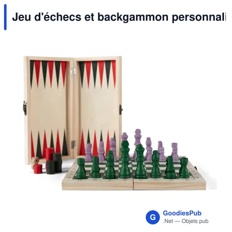 Jeu d'échecs et backgammon personnalisable en bois avec logo - Byon Beth