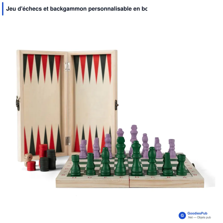 Jeu d'échecs et backgammon personnalisable en bois avec logo - Byon Beth - Image 2