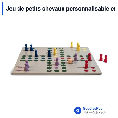 Jeu de petits chevaux personnalisable en bois FSC avec logo - Byon Ludo