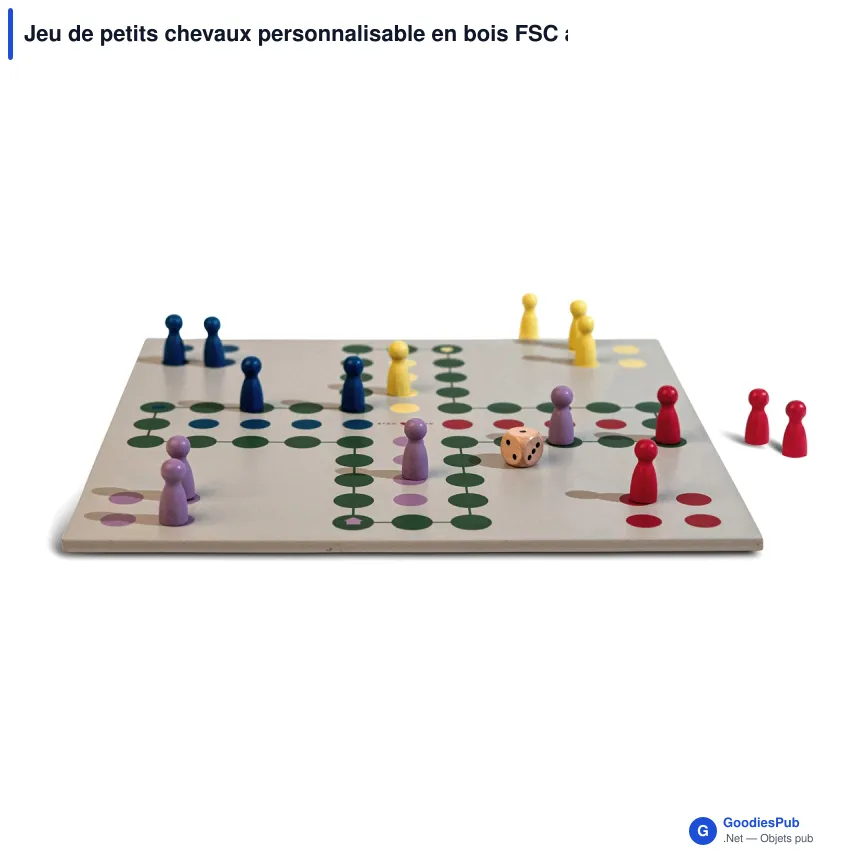 Jeu de petits chevaux personnalisable en bois FSC avec logo - Byon Ludo - Image 2
