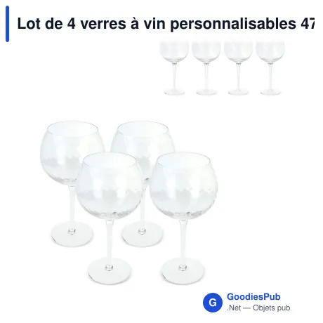 Lot de 4 verres à vin personnalisables 470 ml avec logo - Byon Opacity