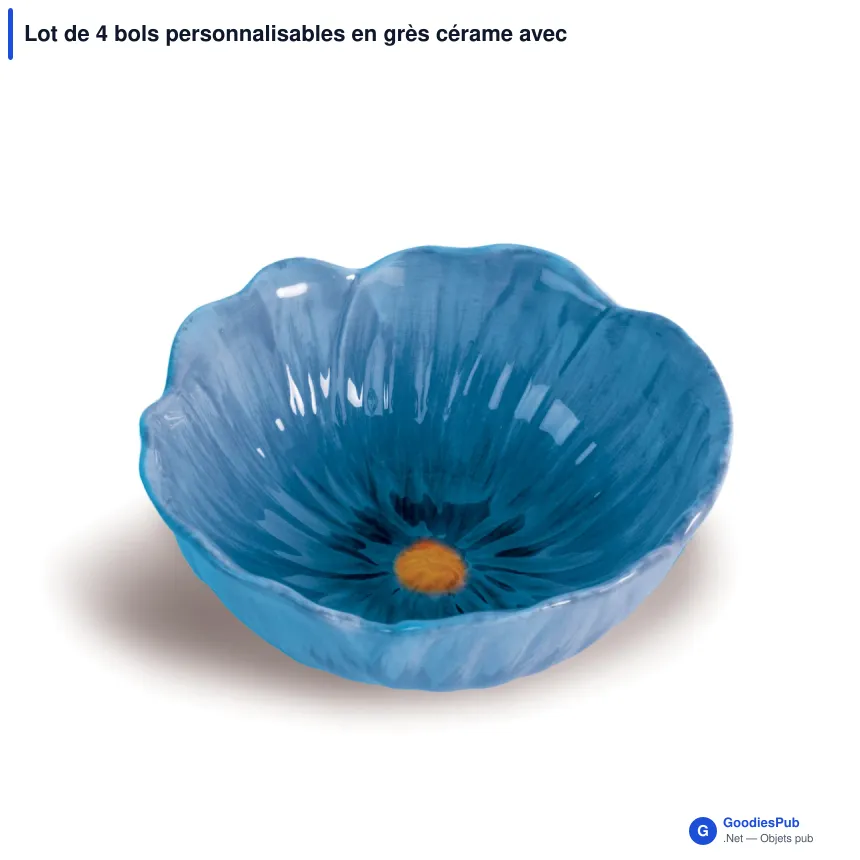 Lot de 4 bols personnalisables en grès cérame avec logo - Byon Poppy - Image 2