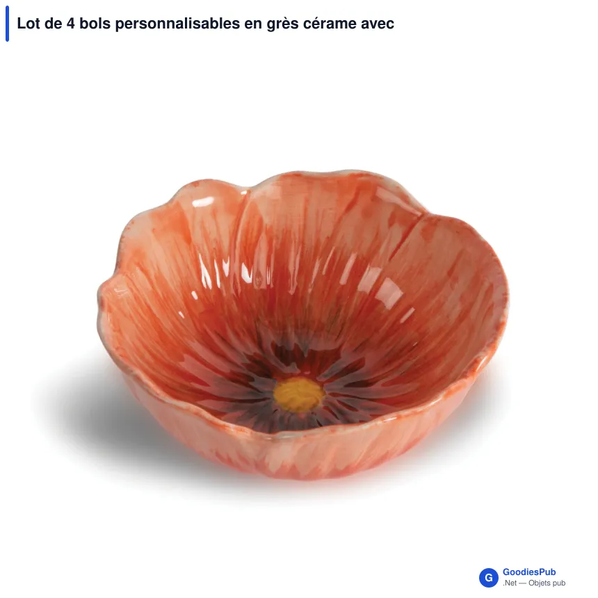 Lot de 4 bols personnalisables en grès cérame avec logo - Byon Poppy - Image 3