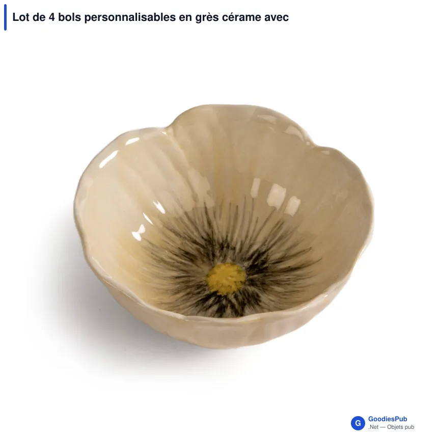 Lot de 4 bols personnalisables en grès cérame avec logo - Byon Poppy - Image 4