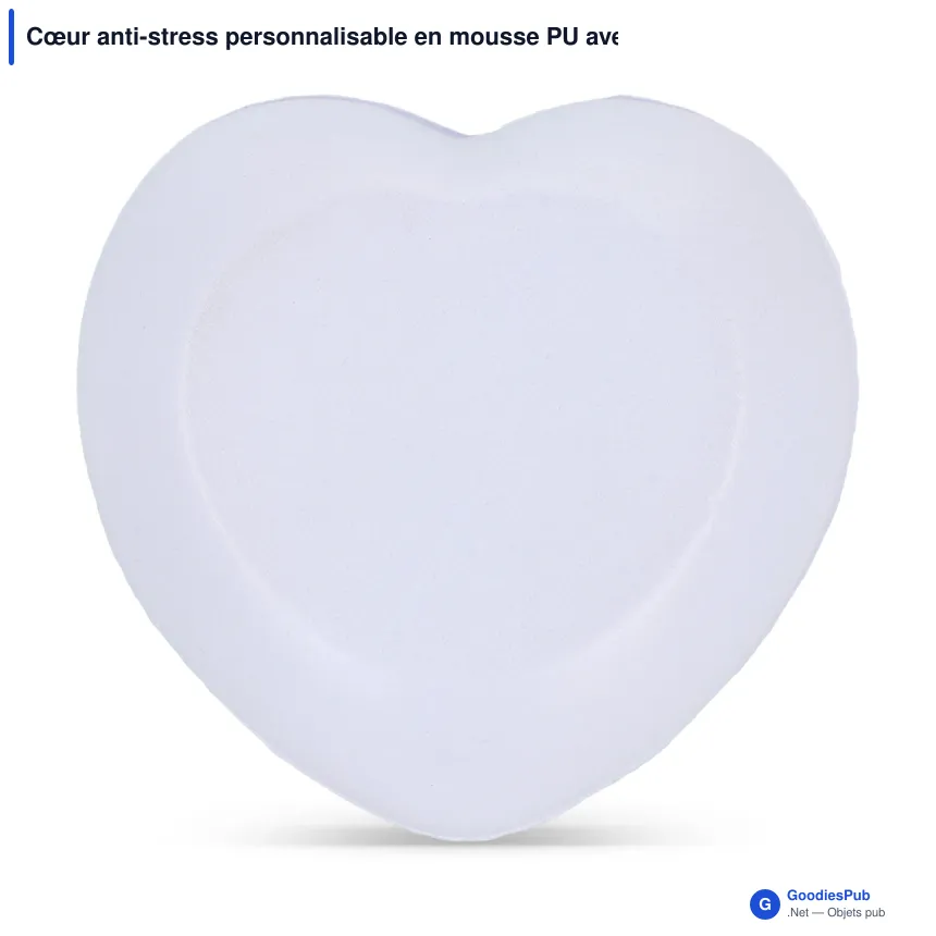 Cœur anti-stress personnalisable en mousse PU avec logo - Blanc ou rouge - Image 2