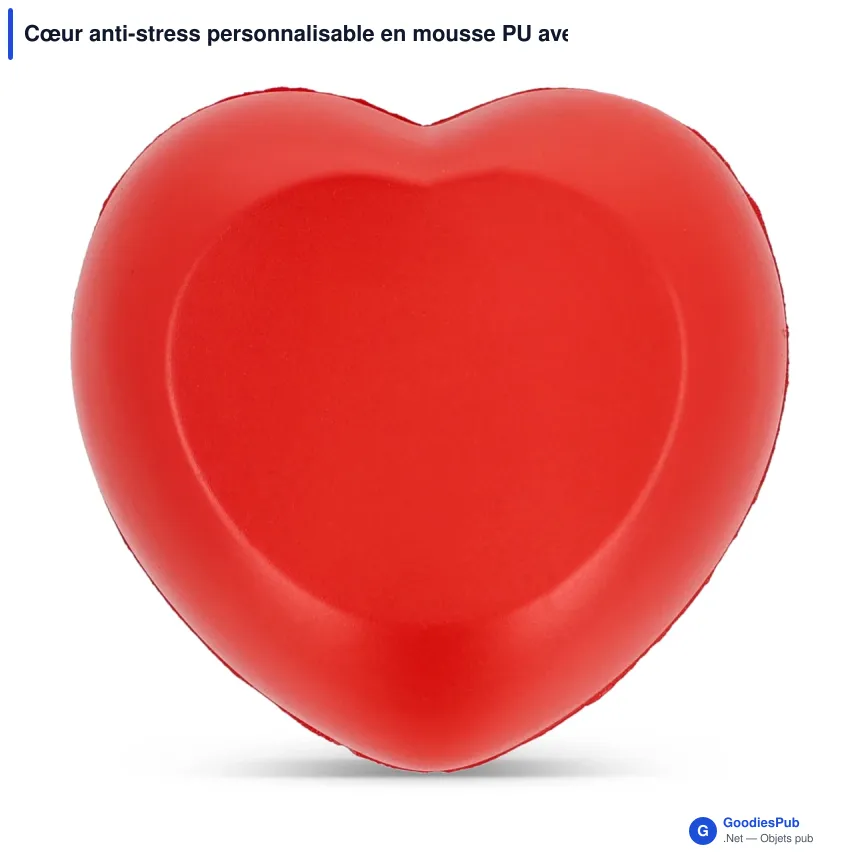 Cœur anti-stress personnalisable en mousse PU avec logo - Blanc ou rouge - Image 3